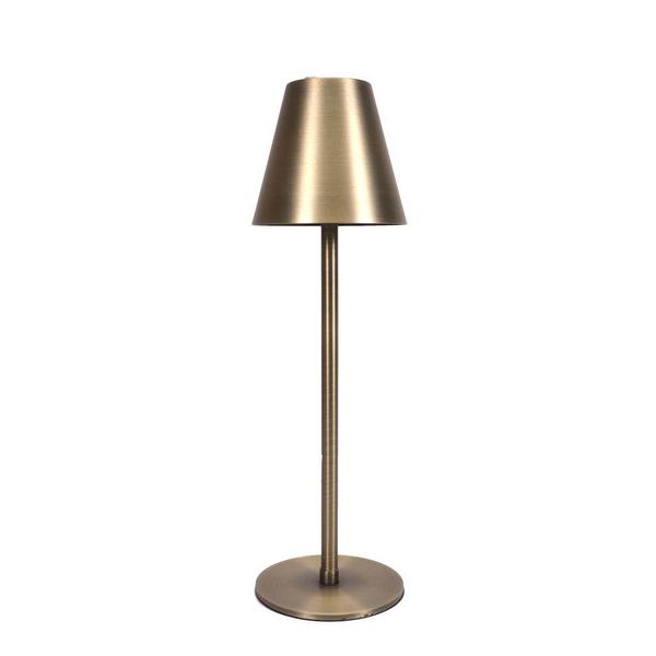 13" Brushed Brass Rechargeable Selectable Brightness Settings Bug Light Patio Table Lamp